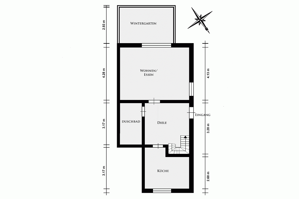 Grundrissskizzierung Erdgeschoss